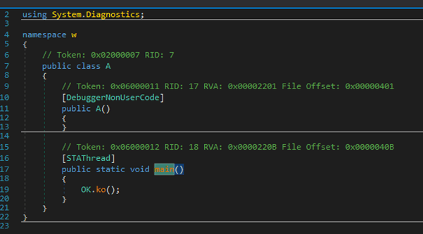 Figure 17 main() function will call OK.ko() function