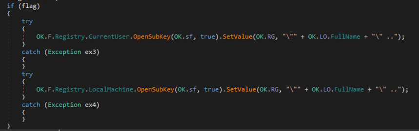 Figure 21 Function to add registry entry
