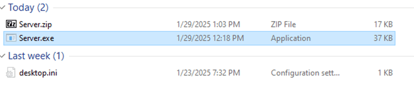 Figure 34 Malware is executed (double click on Server.exe) – Victim machine